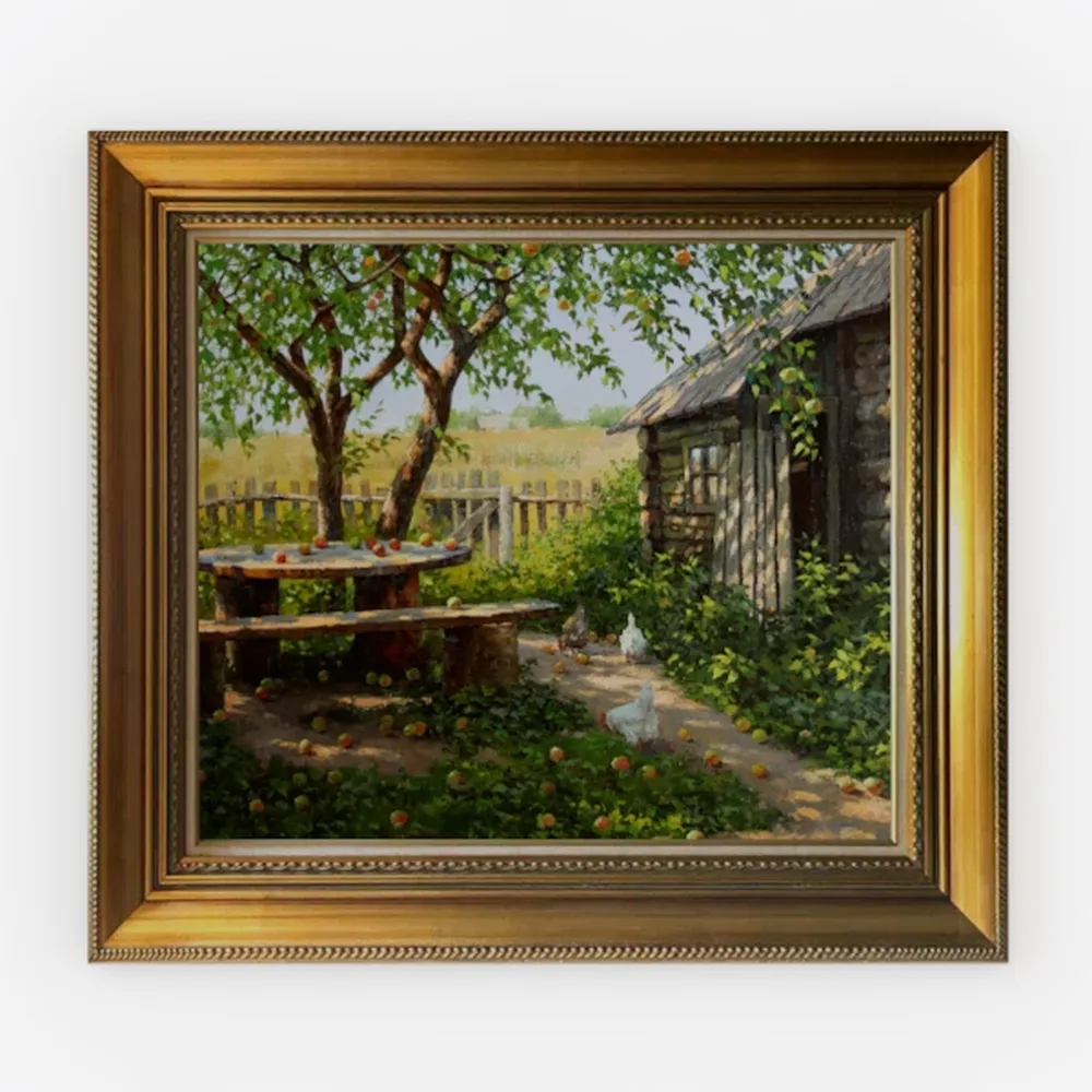 VIYYIEA Vintage Gold Framed River Wall Art