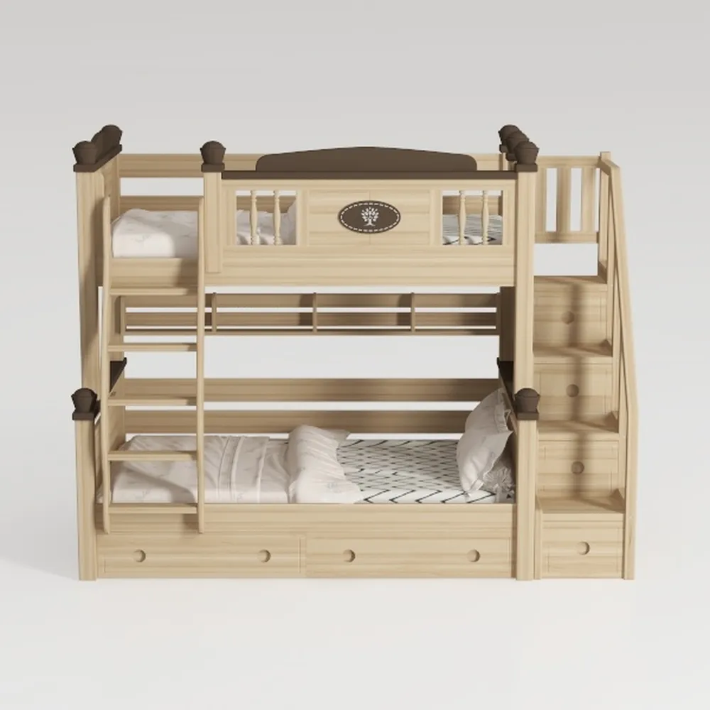 Full XL Over Queen Bunk Bed with Full Length Guard