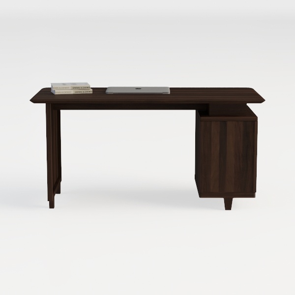 Modern Walnut Solid Wood Office Desk With Storage Cabinet 3D Model ...