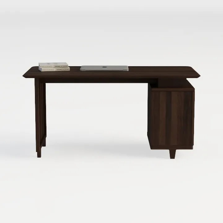 Modern Walnut Solid Wood Office Desk With Storage Cabinet 3D Model