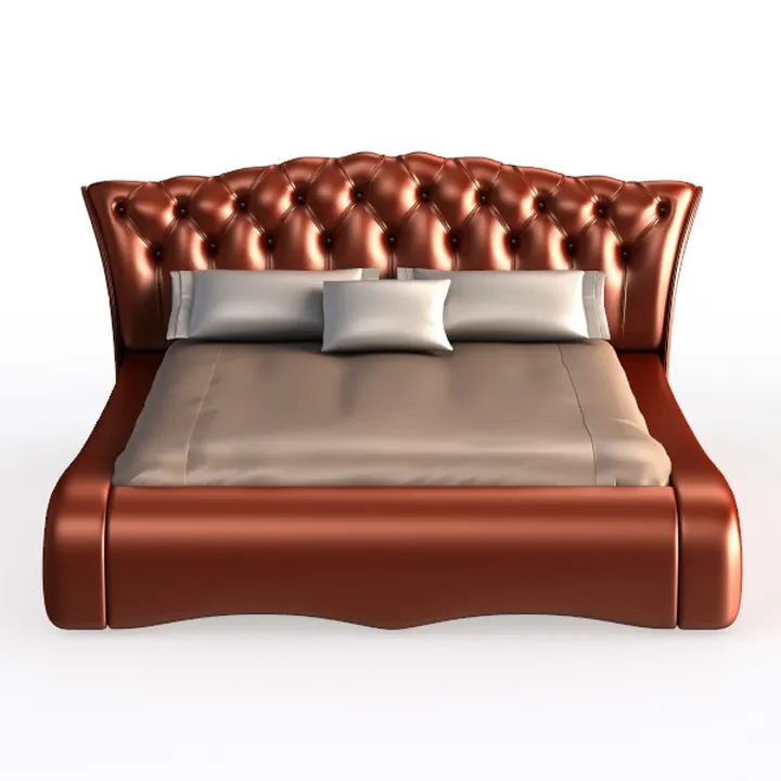 DLCQIJI European Style Genuine Leather Bed, Queen 