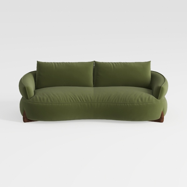Sofa Showcasing Green Corduroy Fabric, Traormable