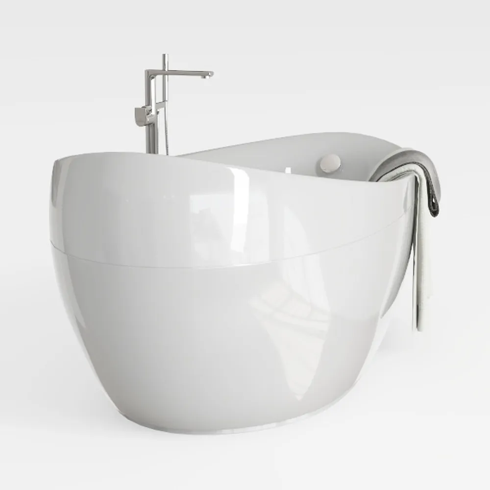 Solid Surface Freestanding Bathtub 63 inch, Egg