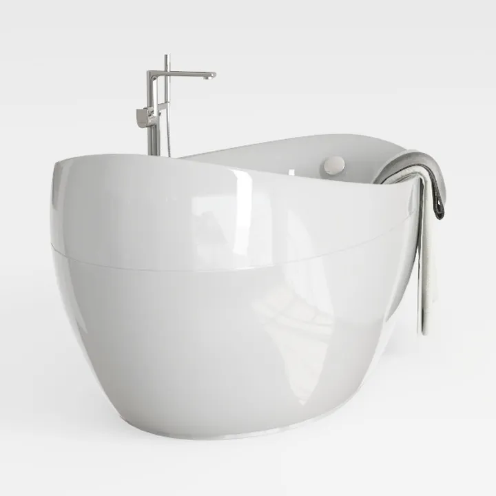 Solid Surface Freestanding Bathtub 63 inch, Egg