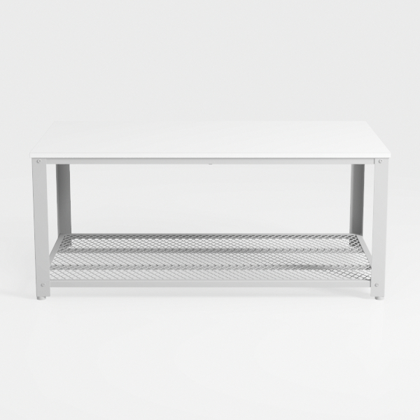 2 Tier Patio Table-White Outdoor Coffee Table