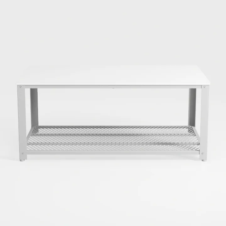 2 Tier Patio Table-White Outdoor Coffee Table