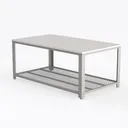 2 Tier Patio Table-White Outdoor Coffee Table Left 45 Degree View