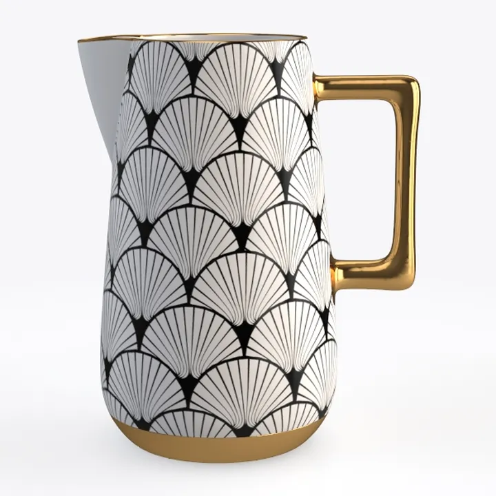 Art Deco Porcelain Gold Accent Water Pitcher 3D Model