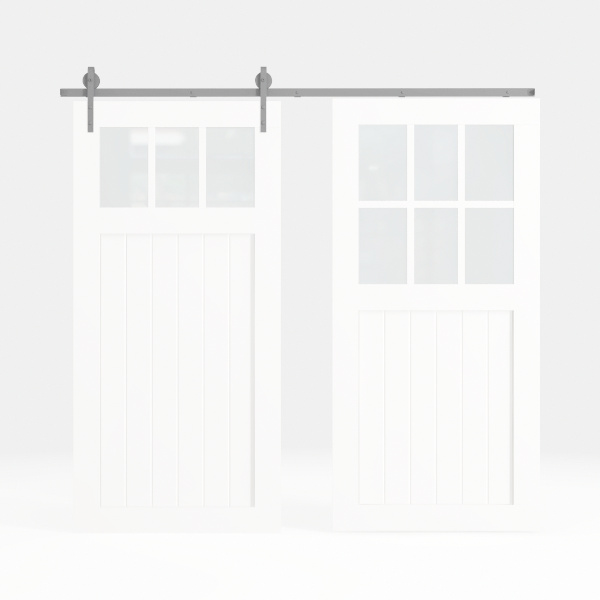 Double 24×84 Inch White Sliding Barn Door Slab and