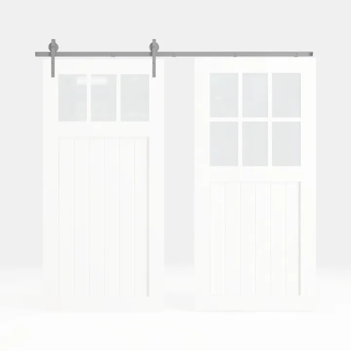Double 24×84 Inch White Sliding Barn Door Slab and