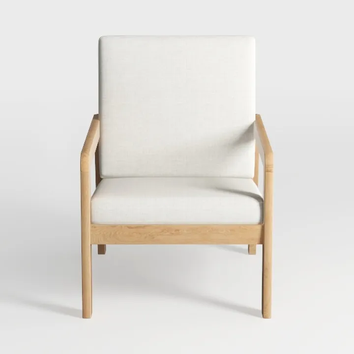 Minimalist Oak Fabric Armchair 3D Model