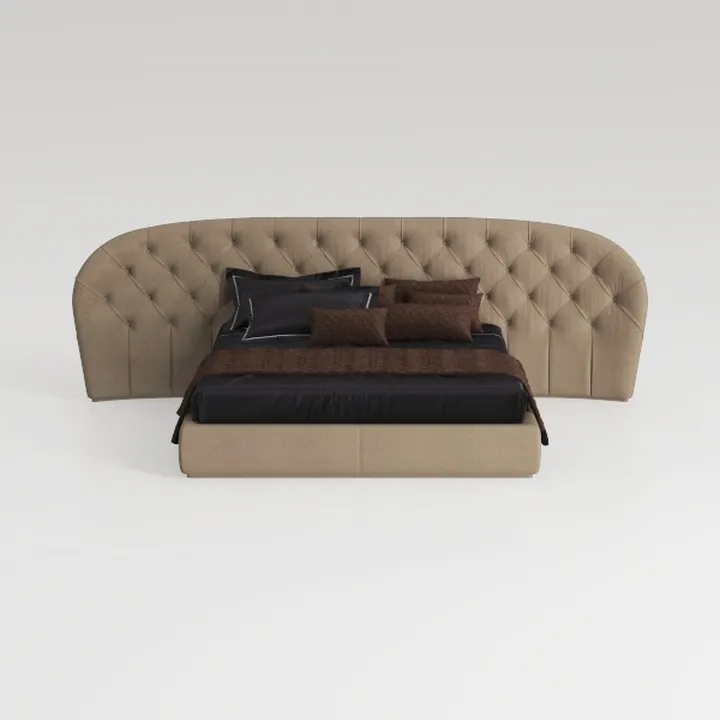 Modern Tufted Velvet Upholstered King Size Bed 3D Model