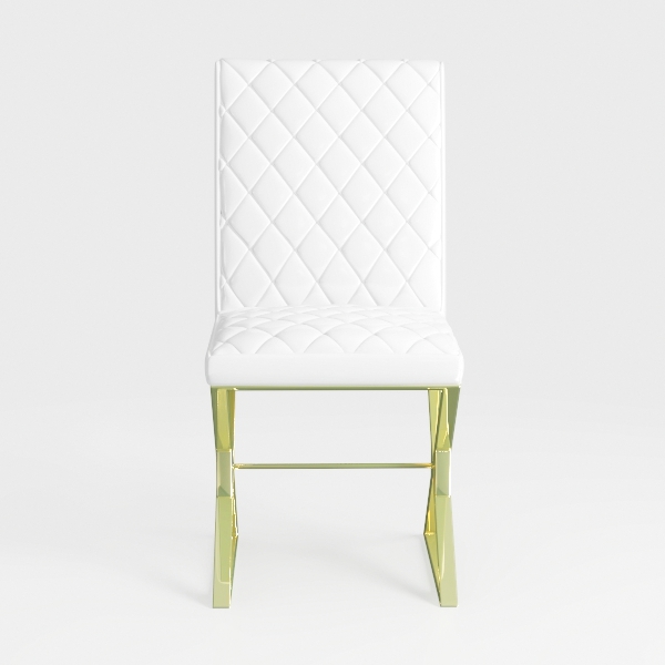 AUZ Dining Chairs Set of 6, White Faux Leather