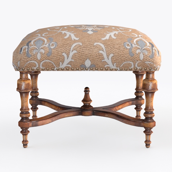 Vintage Beige Tufted Top Ottoman