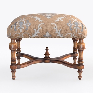 Vintage Beige Tufted Top Ottoman