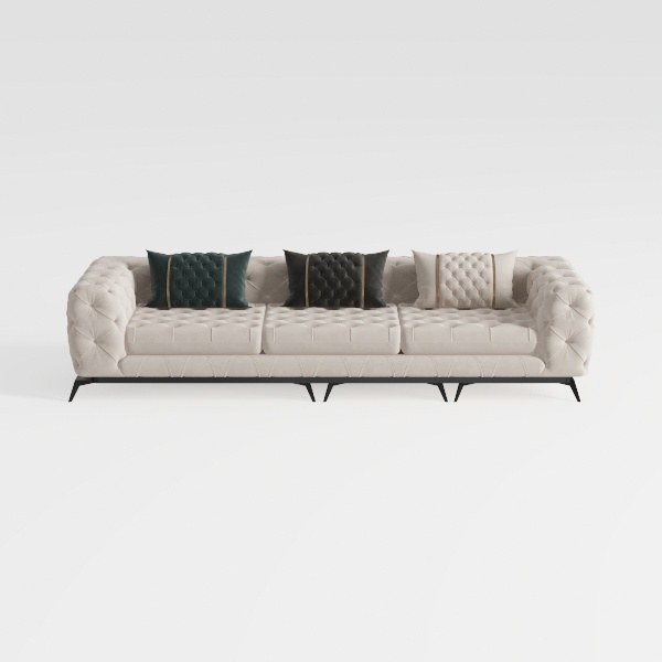 MAKLAINE Modern/Contemporary Cream Velvet Modular