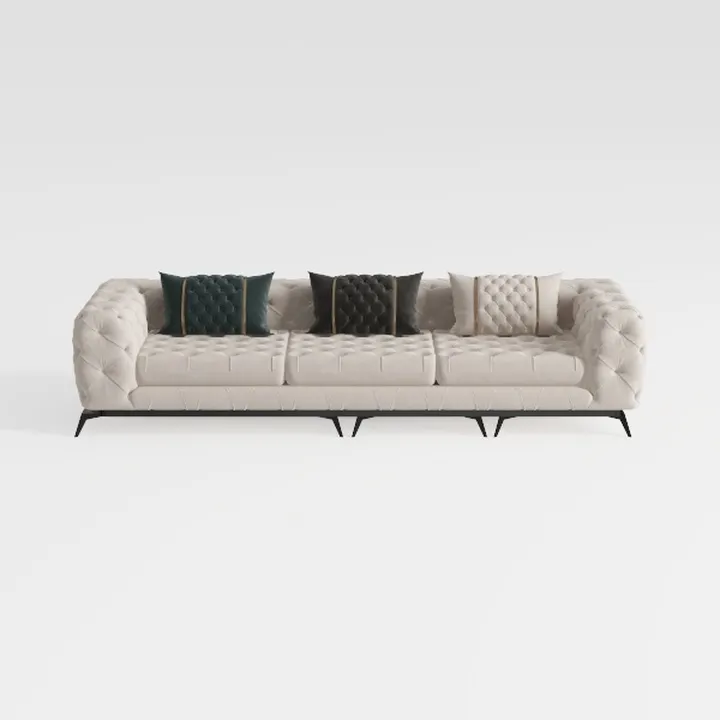 MAKLAINE Modern/Contemporary Cream Velvet Modular