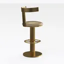Rolling Stool Gold Vanity Stool with Wheels, Right 45 Degree View