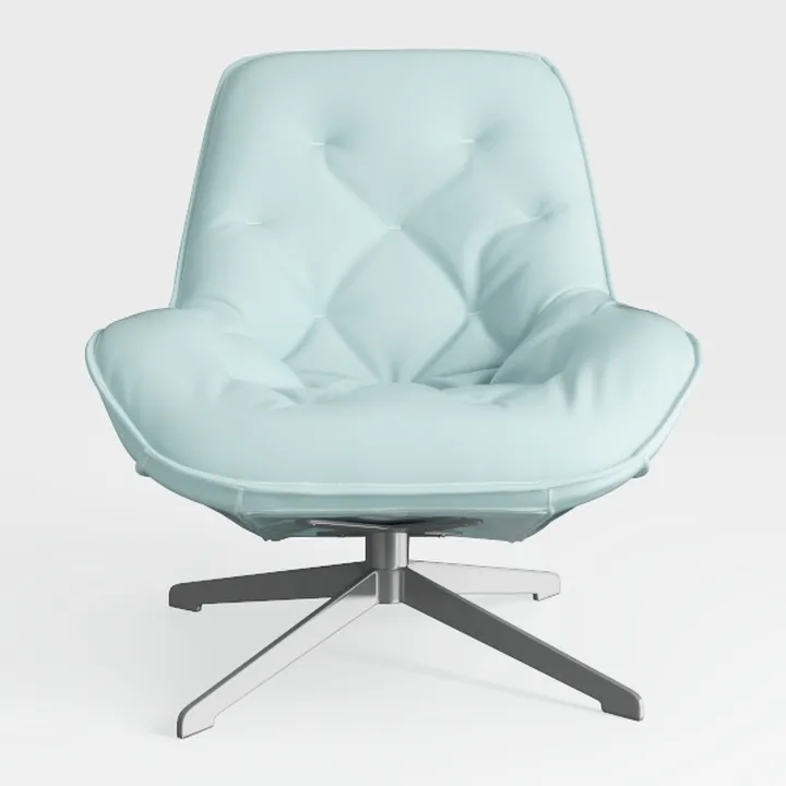 Modern Minimalist Light Blue Fabric Tufted Swivel Armchair 3D Model