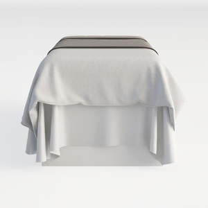 Minimalist Linen Upholstered Ottoman Small Stool 3D Model
