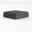 Minimalist Dark Fabric Square Ottoman with Metal Base 3D Model Left 45 Degree View