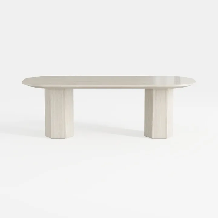 7-Piece MDF Top Dining Table with Blue Dining Chai