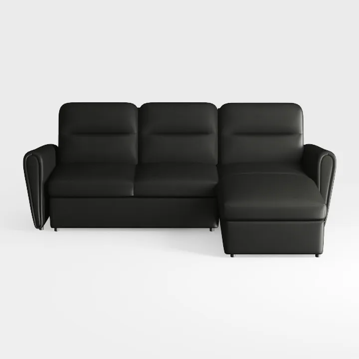 Modern Black Leather L Shaped Sectional Sofa 3D Model