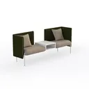 Modern Fabric Metal Two Seat Sofa with Center Table 3D Model Right 45 Degree View
