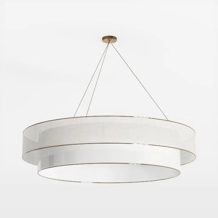Minimalist Linen Brass Double Ring Pendant Chandelier 3D Model