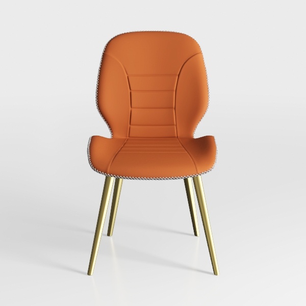 2 Piece Dining Chair, PU Upholstered Back Gold