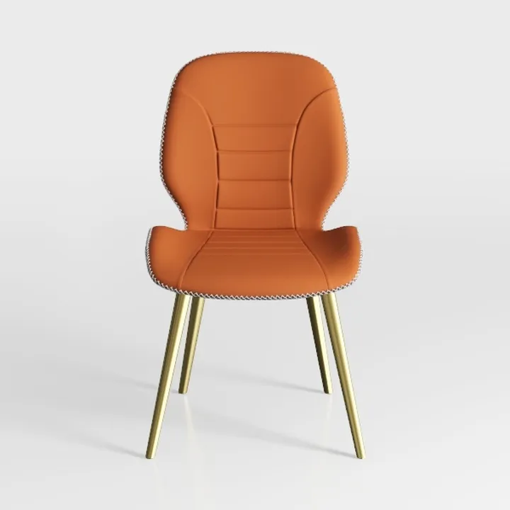 2 Piece Dining Chair, PU Upholstered Back Gold