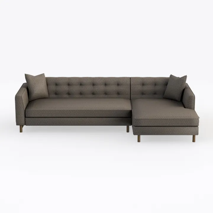 Minimalist Fabric Tufted L Shaped Sectional Sofa 3D Model