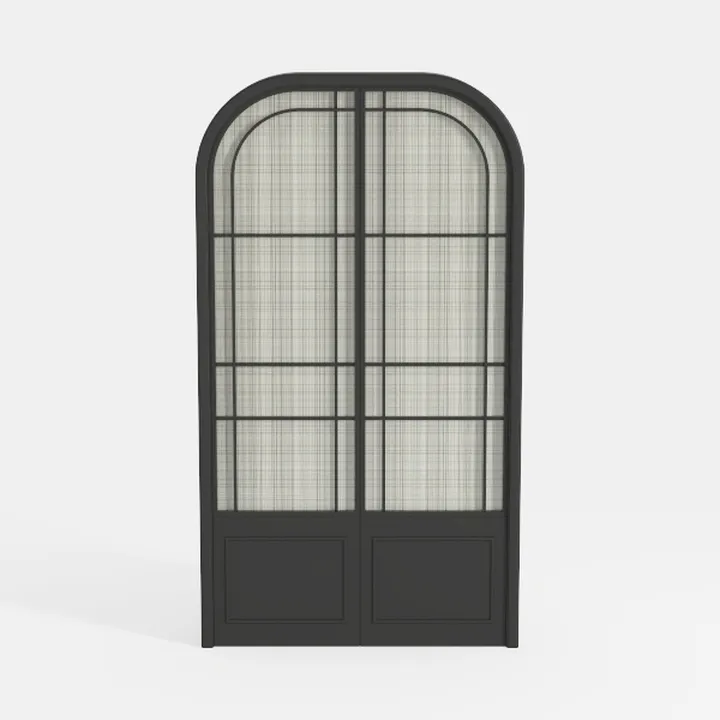 71" Arched Display Cabinet, Black Bookcase with