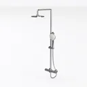 Polished Chrome Wall Mounted Shower System 3D Model Left 45 Degree View