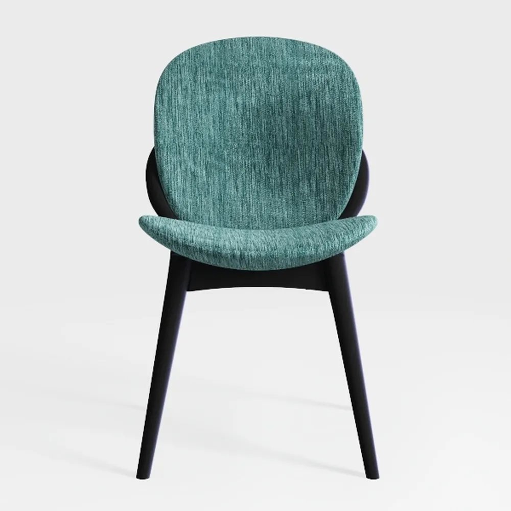 Dining Chairs Set of 4, Green Boucle Upholstered