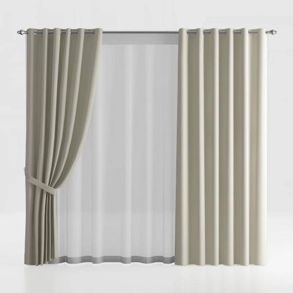 MAIHER Natural Linen Full Blackout Pinch Pleated