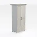 Minimalist White Solid Wood Wardrobe With Brass Hardware 3D Model Right 45 Degree View