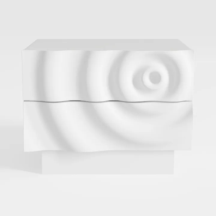 Minimalist White Wave Pattern Nightstand 3D Model
