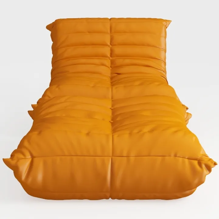 Modern Minimalist Tan Leather Chaise Lounge 3D Model