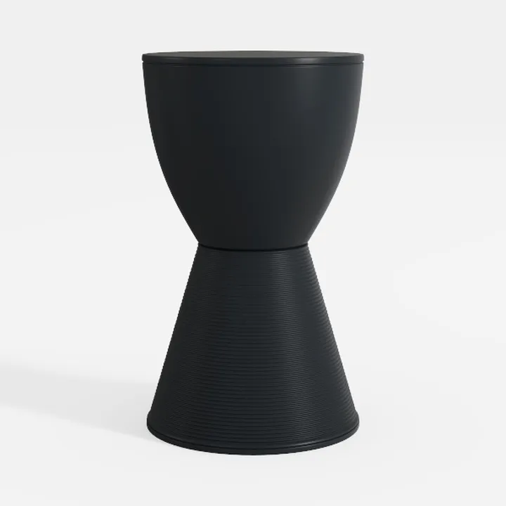 Minimalist Black Matte Metal Hourglass Side Table 3D Model