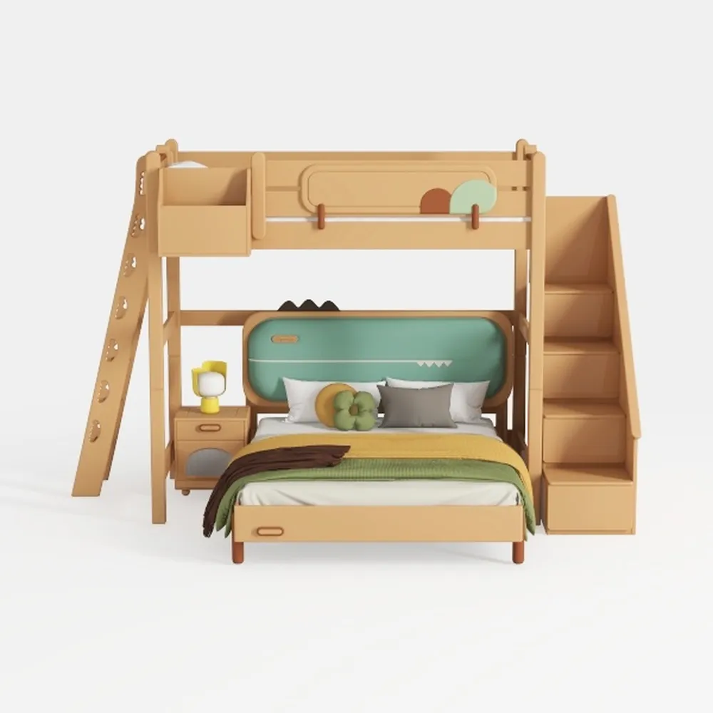 LUMISOL Twin Over Twin Bunk Bed, Wood House Bunk B