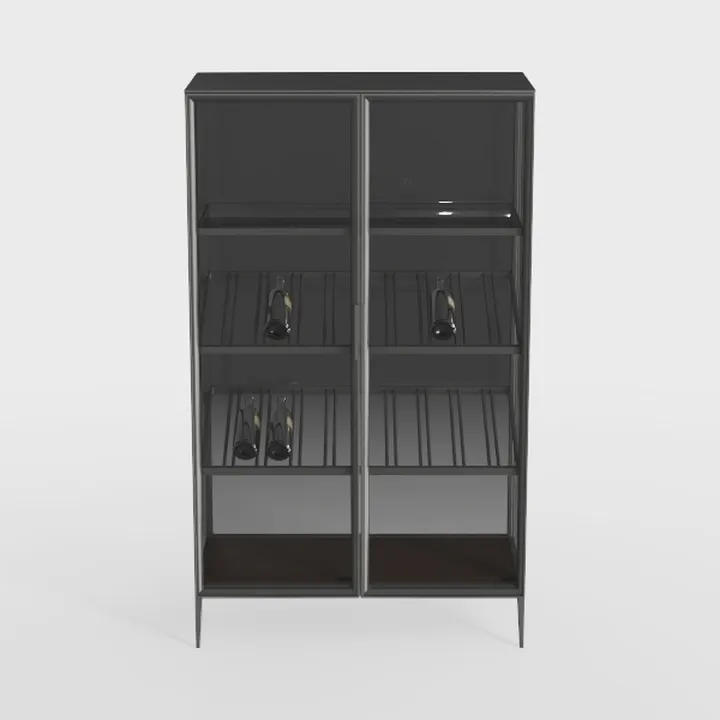 Modern Minimalist Metal Glass Wine Display Cabinet 3D Model