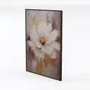 Minimalist Vintage Floral Framed Wall Art Print 3D Model Left 45 Degree View