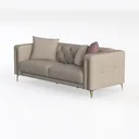 Modern Leather Tufted Loveseat Sofa With Gold Metal Legs 3D Model Left 45 Degree View