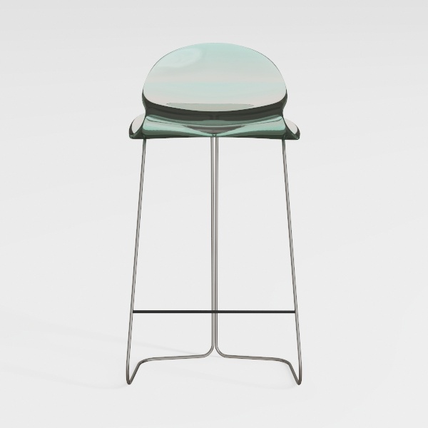 Oyster Mid-Century Modern Acrylic Barstool with St
