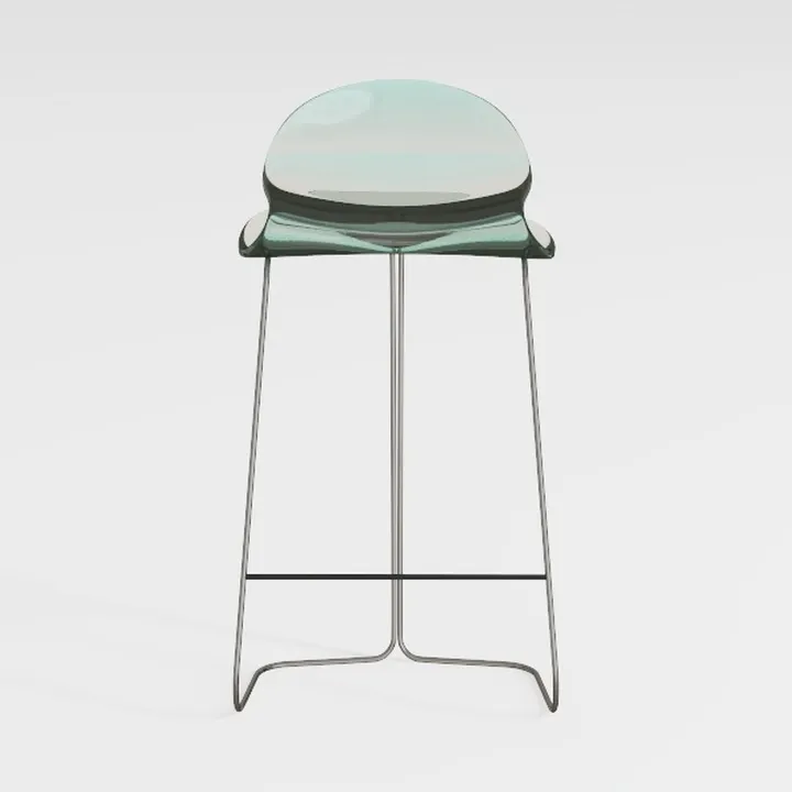 Oyster Mid-Century Modern Acrylic Barstool with St
