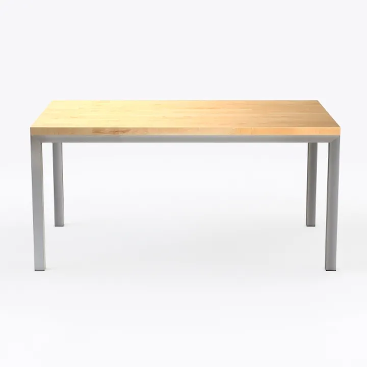 47" White Frame Desk, Natural Laptop Table Compute