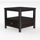 Classic Solid Wood Dark Finish Nightstand with Gold Hardware 3D Model Left 45 Degree View