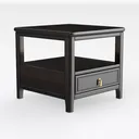 Classic Solid Wood Dark Finish Nightstand with Gold Hardware 3D Model Right 45 Degree View