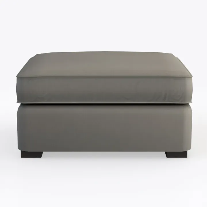 Minimalist Gray Fabric Upholstered Square Ottoman 3D Model